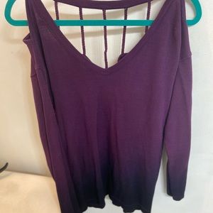 OMBRE PURPLE CUT OUT LONG SLEEVE SHIRT